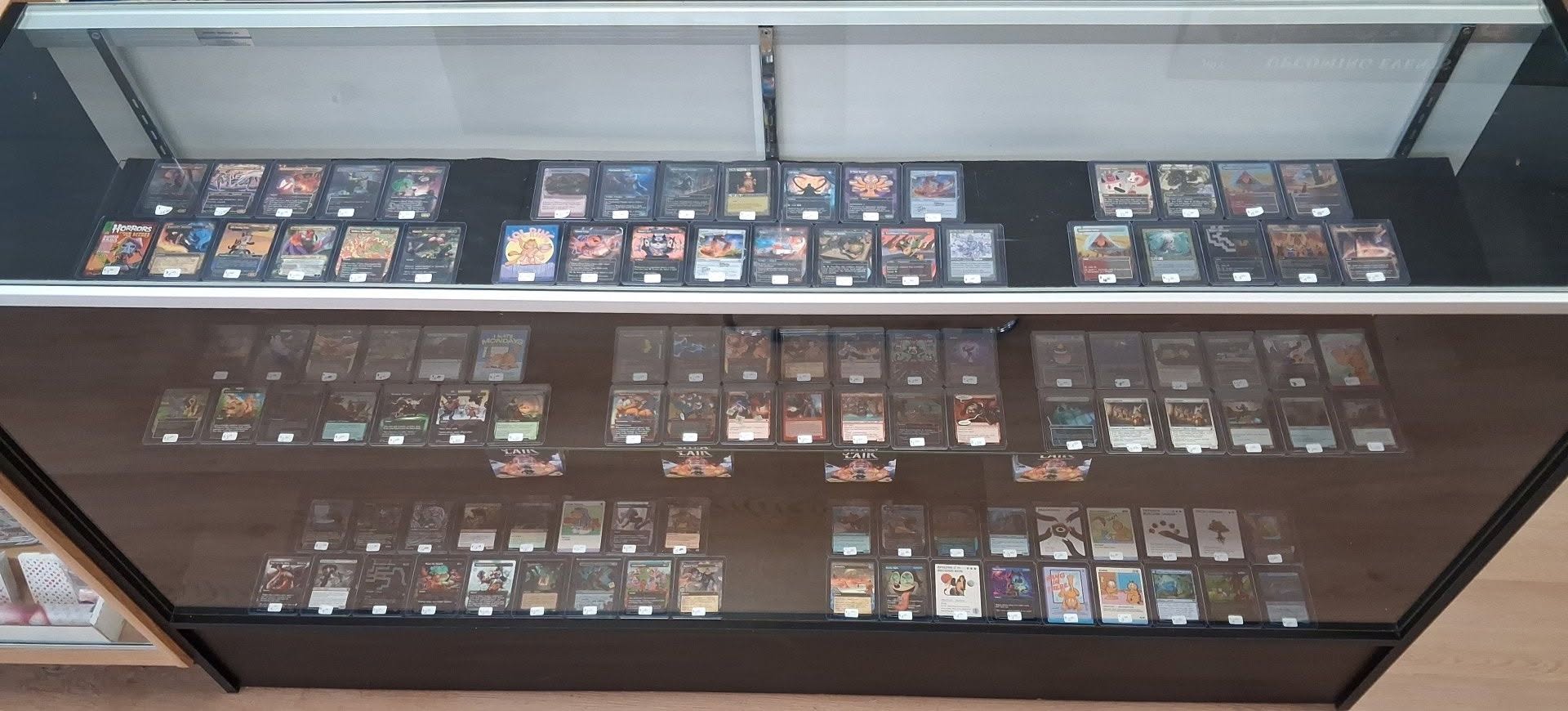 Magic singles in the TCG Gremlins display case